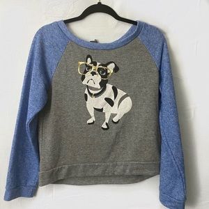 Paper Crane Pug Cropped Lightweight Sweatshirt